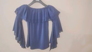 Off Shoulder Top in navy blue colour