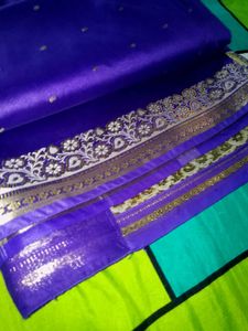 Elegant Purple &amp; Gold Floral Border Saree
