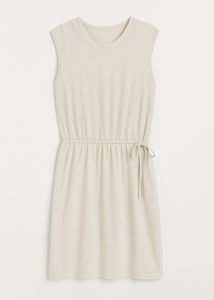 Minimalist Sleeveless Drawstring Waist Dress