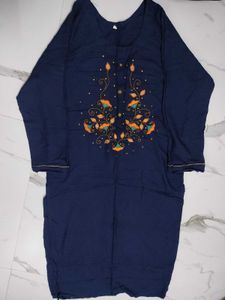 Embroidered Navy Tunic