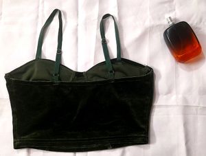 Green Velvet Bralette Top