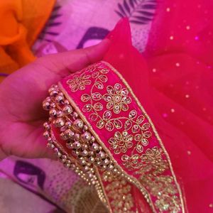Red Embellished Dupatta