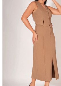 Brown Skirt And Vest Co-ord