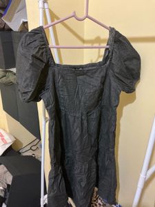Gray Puff Sleeve Dress