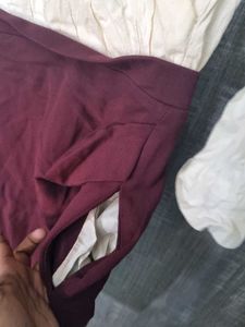 Burgundy &amp; White Mini Dress