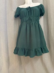 Plus Size Off Shoulder Green Mini Dress For Women