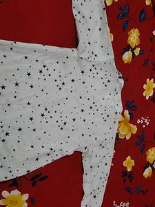 Star Print White Top