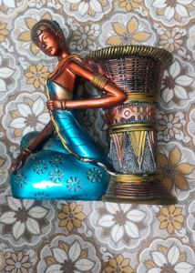 Lady and Basket Decorative Planter