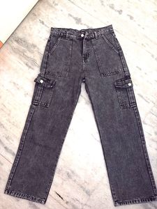Gray Wash Cargo Pants