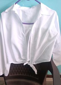 White Tie-Front Top