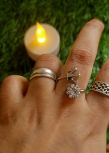 Silver Crown Adjustable Ring👑