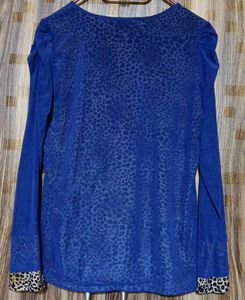 LAR Blue Cocktail Print Long Sleeve Top