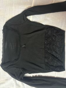 Lace Detail Black Top