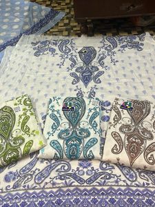Pakistani Blue &amp; White Printed Fabric