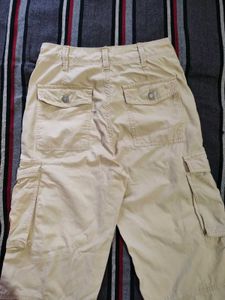 Bershka Beige Cotton Cargo Pants