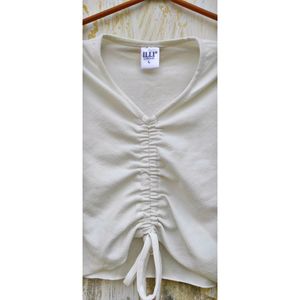 ILLI LONDON Casual Half Sleeve Solid Women White