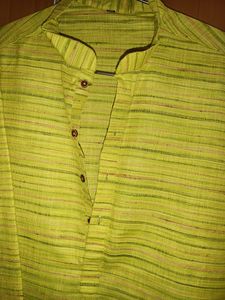 (Men&#39;s) Lemon Colour Coller Kurta With White Pajam