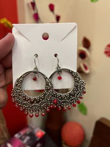 Statement Earrings: Silver &amp; Red Accents