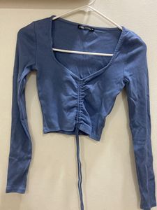 Zara Blue Drawstring Long Sleeve