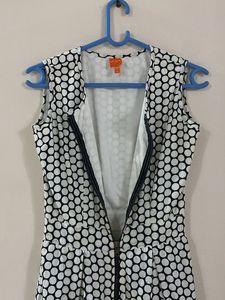 Black And White Bobby Print Zip Up Dress