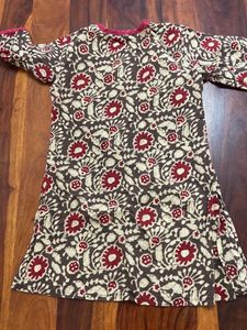 Brown Floral Print Kurta Set