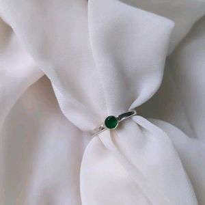 Original Silver Onyx Round Stone Ring