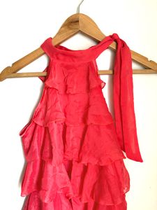 Coral Ruffled Halter Top