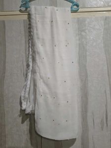 White Embellished Dupatta