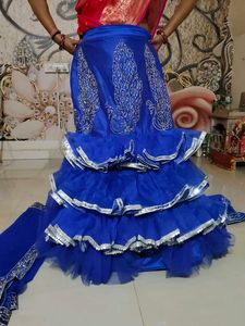 Silver Zarkan Work Lehenga Choli Fishcut Type