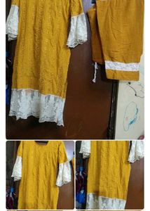 Yellow Embroidered Kurta Set Combo