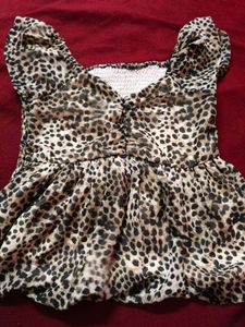 Leopard Print Babydoll Top