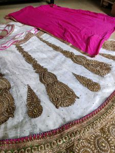 Heavy Work White Pink Lehenga Choli Set