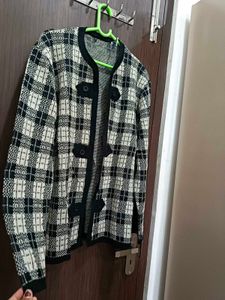 Vintage Plaid Knit Cardigan