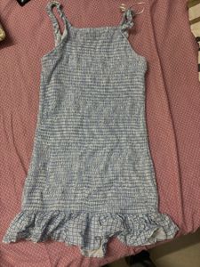 Blue &amp; White Checkered Mini Dress