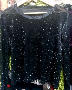 Sparkly Black Velvet Top