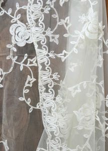 White net fabric rose embroidered dupatta