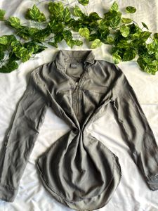 Women’s Grey Zip-Up Shirt
