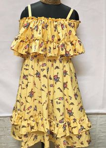 New/ Unused Floral Yellow Ruffle Dress For M Size