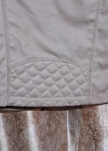 Stylish Beige Faux Leather Jacket