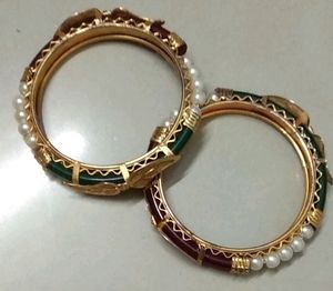 Leaf Design Green And Red Shade Bangles⭕⭕