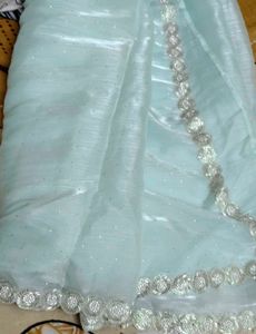 Elegant party organza saree With Stitched Blouse