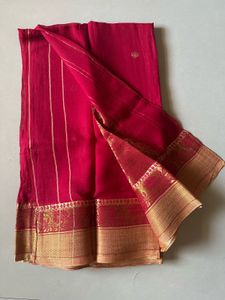 Red Saree with Gold Border