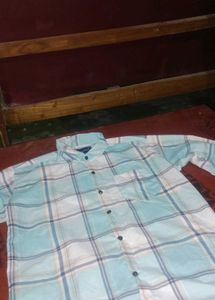 new checkered shirt  sky blue and white
