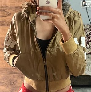 Cropped Fur Brown Jacket🧸🤎