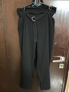 Black Belted Wide Leg Pants