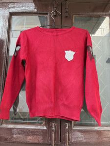 Red Knit Pullover Sweater