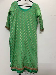 Green & Gold Embellished Kurti