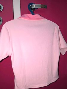 Pink Collared Crop Top