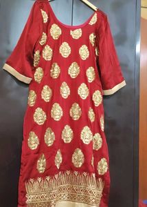 Rust Party Wear Plazo Suit With Dupatta 44 Bust