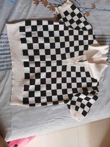 Checkered Knit Top